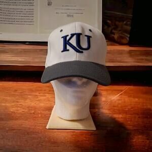 Mens Baseball Hat University of Kansas Jayhawks Blue/White Fitted Size XL/L